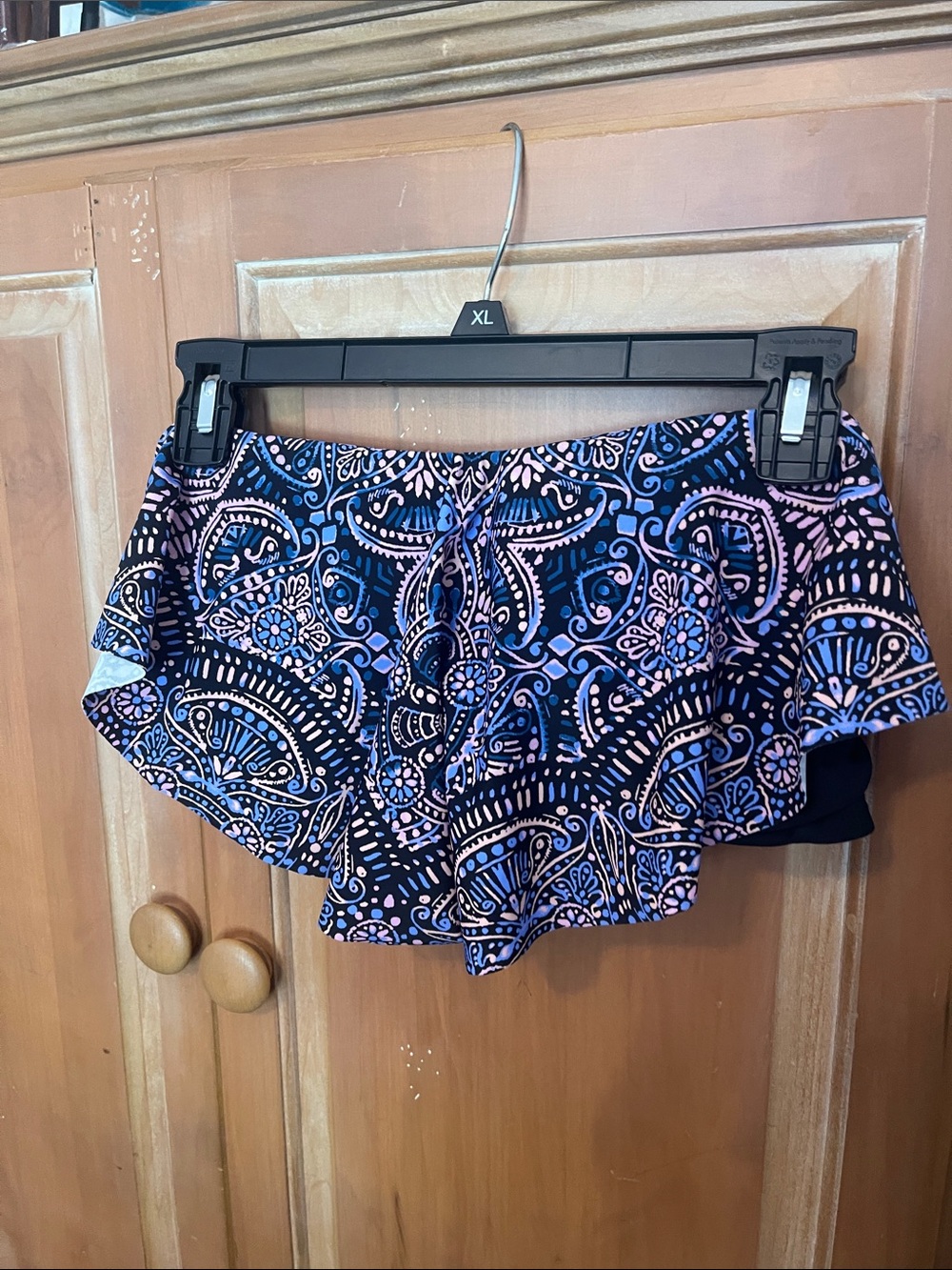 Floral Paisley Strapless Swim top in Navy & Pink